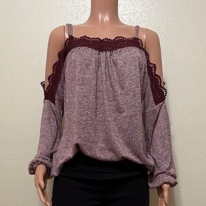 Daytrip Burgundy Cold Shoulder Blouse